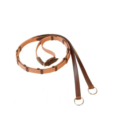 WEB REINS WITH 9 LEATHER STOPS AND RINGS WEB REINS WITH 9 LEATHER STOPS AND RINGS