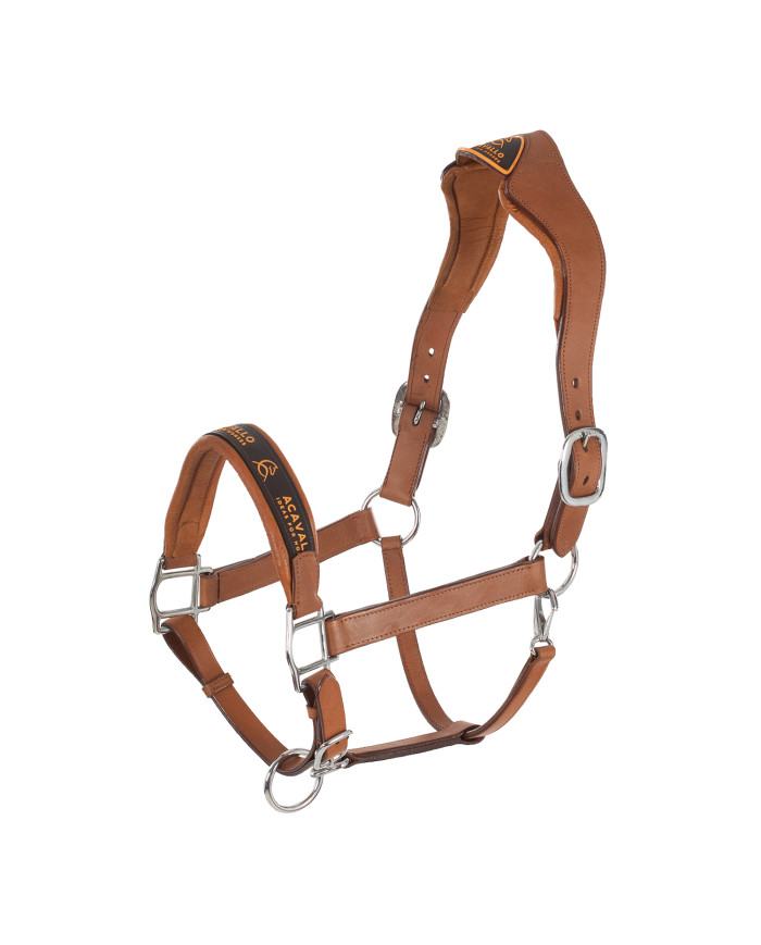 LEATHER HALTER W/ERGONOMIC POLLGUARD - CALFSKIN LINING