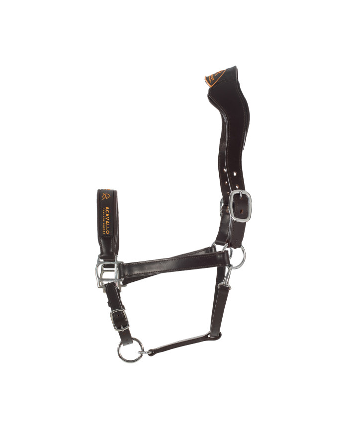 LEATHER HALTER W/ERGONOMIC POLLGUARD - CALFSKIN LINING