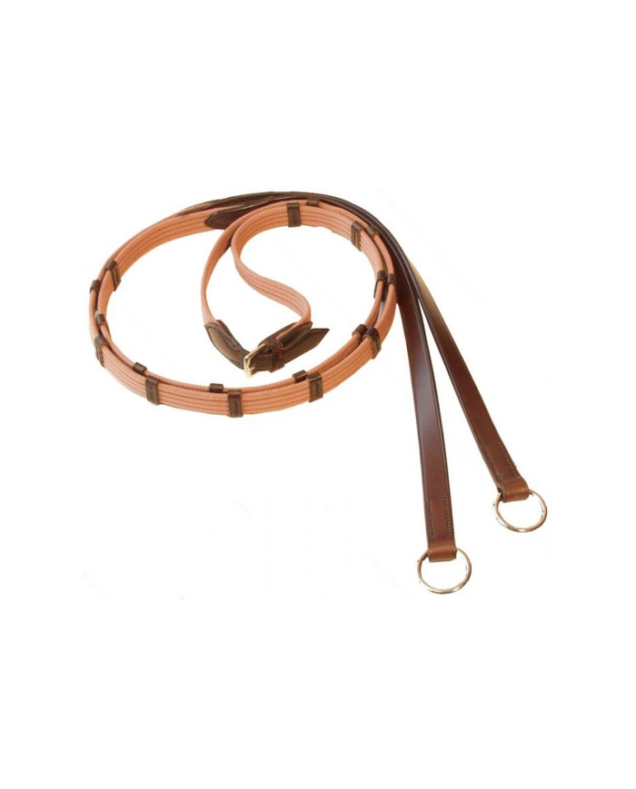 Web reins with 9 leather stops and rings