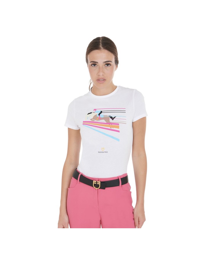 WOMEN S JUMPING HORSE COTTON T-SHIRT