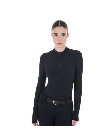 WOMEN S TULLED STRETCH TRAINING POLO SHIRT LS ZIP