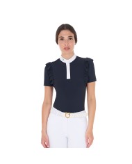 WOMEN S RUCHES COMPETITION POLO SHIRT SS BUTTONS
