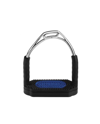 HS BOW BALANCE STIRRUPS, ST.ST. WITH BLACK/BLUE PAD 4.1/4