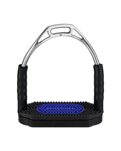 HS BOW BALANCE STIRRUPS, ST.ST. WITH BLACK/BLUE PAD 4.3/4