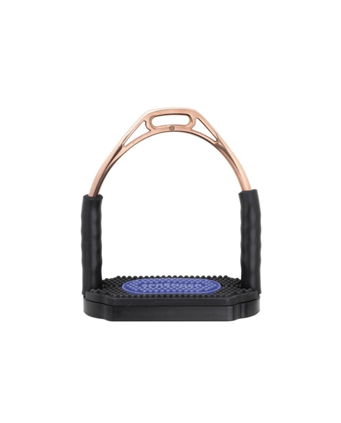 HS BOW BALANCE STIRRUPS,ST.ST./ BRONZE W.BLK/BLUE PAD 4.3/4