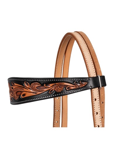 DARK FLORAL BROW WESTERN BRIDLE