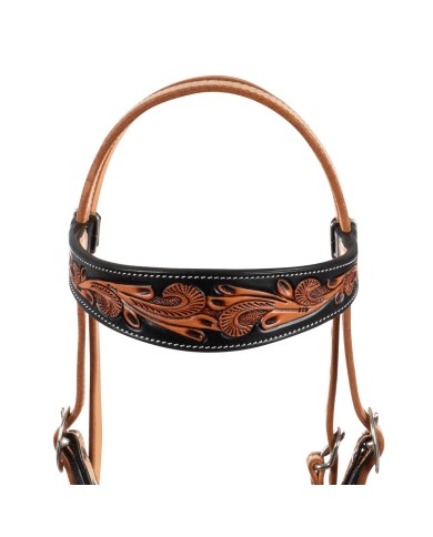 DARK FLORAL BROW WESTERN BRIDLE