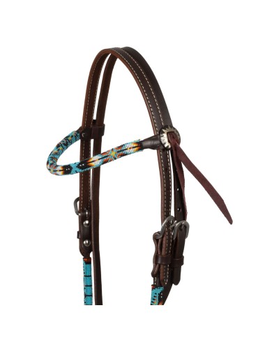 NAVAJO SKY BEADED OILED WESTERN BRIDLE