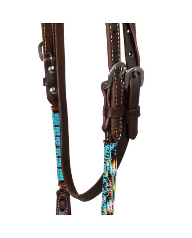 NAVAJO SKY BEADED OILED WESTERN BRIDLE