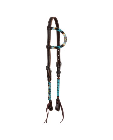 NAVAJO SKY BEADED OILED WESTERN ONE EAR BRIDLE