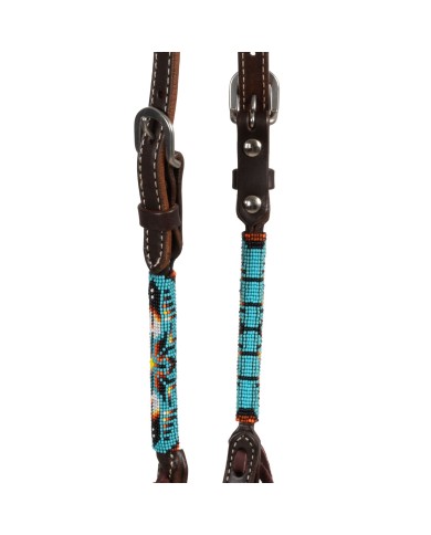 NAVAJO SKY BEADED OILED WESTERN ONE EAR BRIDLE