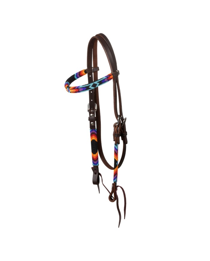 SERAPE BEADED OILED WESTERN BRIDLE