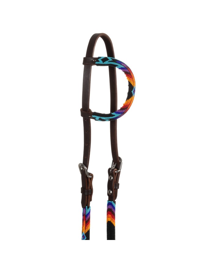 SERAPE BEADED OILED WESTERN ONE EAR BRIDLE