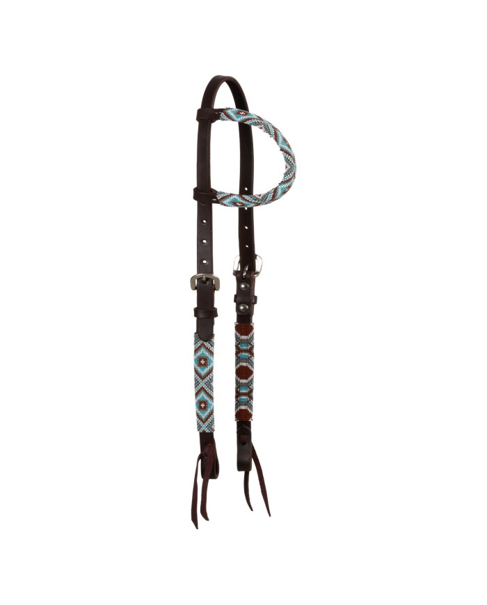 DIAMONDS BEADED OILED WESTERN ONE EAR BRIDLE