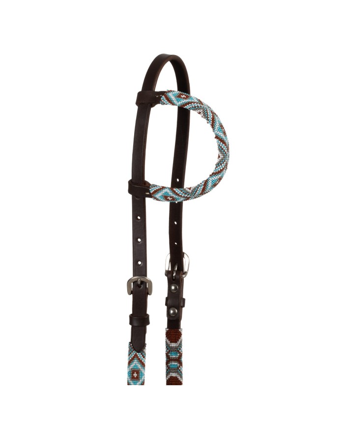 DIAMONDS BEADED OILED WESTERN ONE EAR BRIDLE