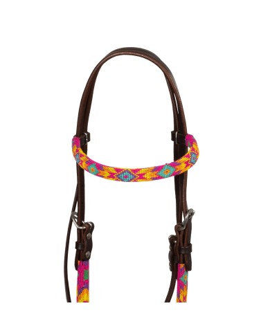 MULTICOLOR BEADED OILED WESTERN BRIDLE