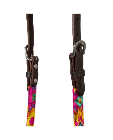 MULTICOLOR BEADED OILED WESTERN ONE EAR BRIDLE