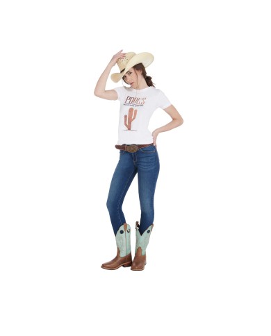 CACTUS LEATHER EFFECT WOMAN COTTON T-SHIRT