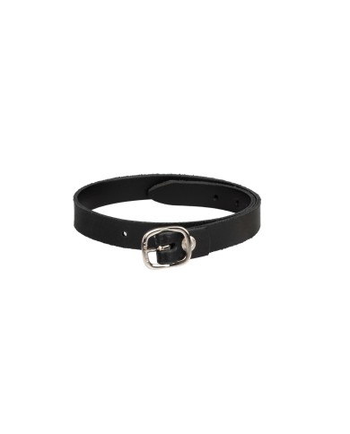 HS SPUR STRAPS LEATHER BLACK 45CM W.BUCKLE STEEL CHR.PL.
