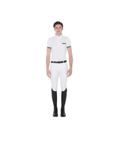 Polo uomo da concorso slim fit con inserti neri Polo uomo da concorso slim fit con inserti neri