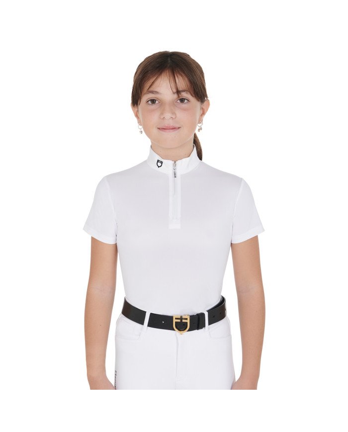 Polo bambina da concorso slim fit con zip