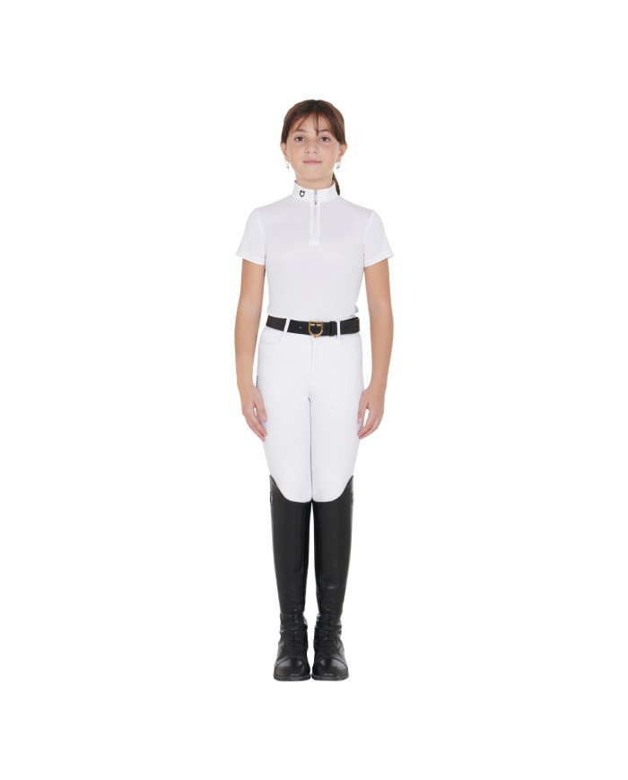 Polo bambina da concorso slim fit con zip