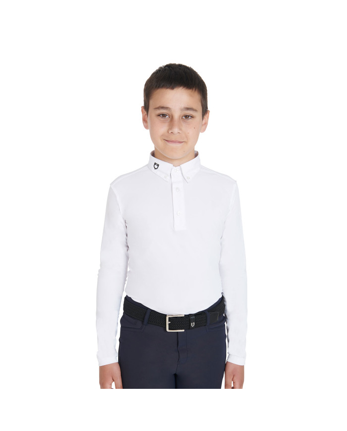 Polo bambino da concorso slim fit tre bottoni