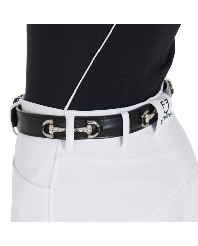 Cintura in cuoio con dettagli filetti e strass Cintura in cuoio con dettagli filetti e strass