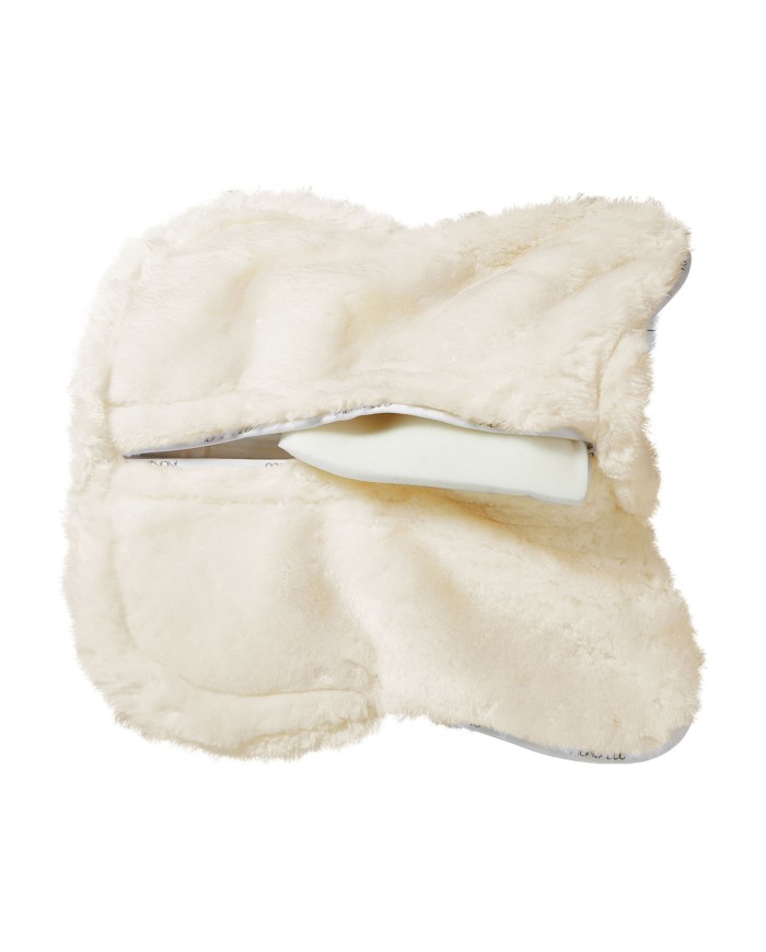 POCKET & MEMORY FOAM HALF PAD W/RISERS FULL SHEEPSKIN