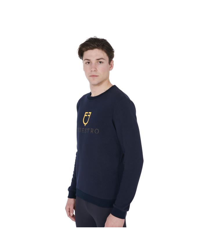 Felpa uomo girocollo in cotone con logo sul petto
