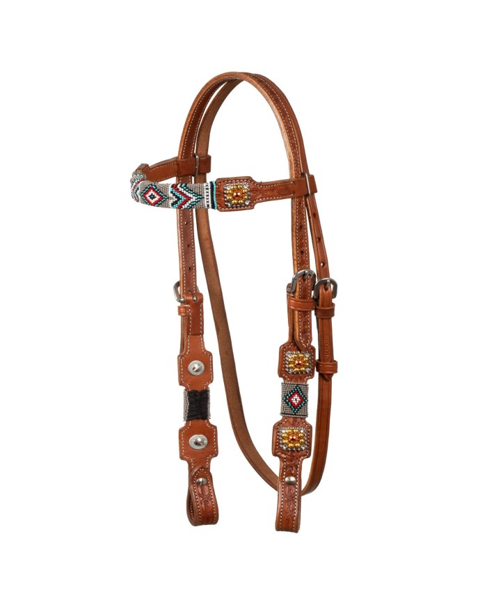 BRIDLE WITH NAVAJO BEADED DECORATIONS