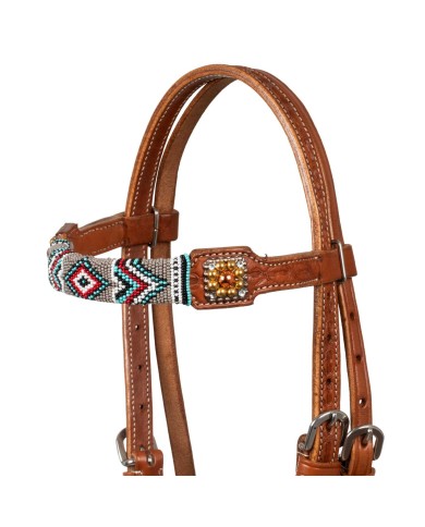 BRIDLE WITH NAVAJO BEADED DECORATIONS