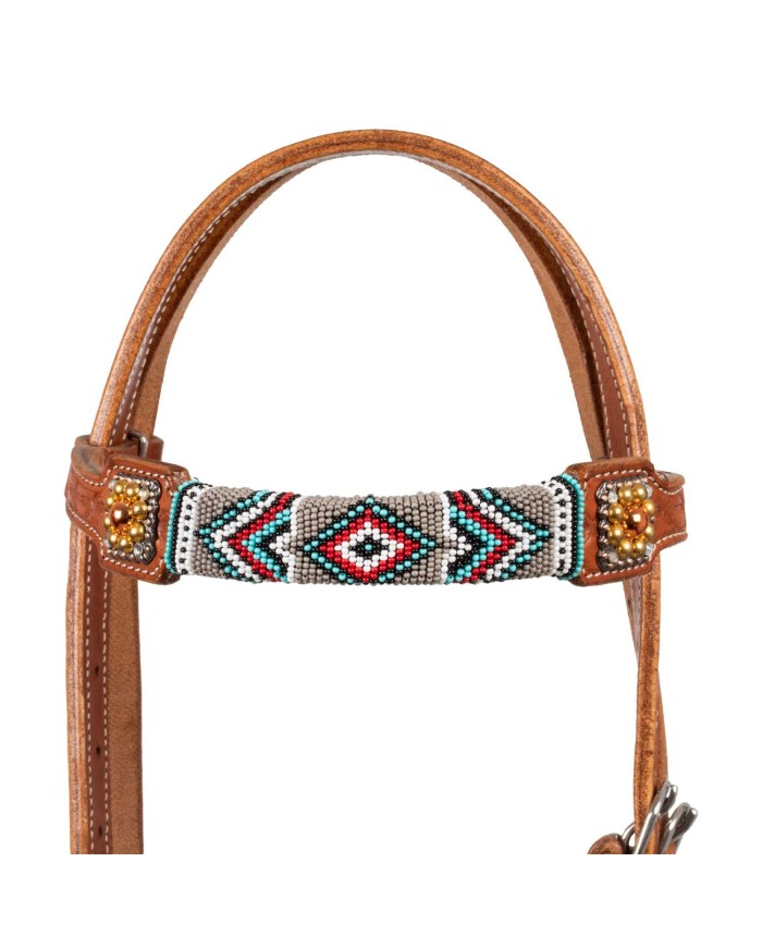 BRIDLE WITH NAVAJO BEADED DECORATIONS