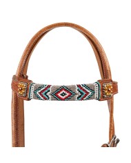 BRIDLE WITH NAVAJO BEADED DECORATIONS