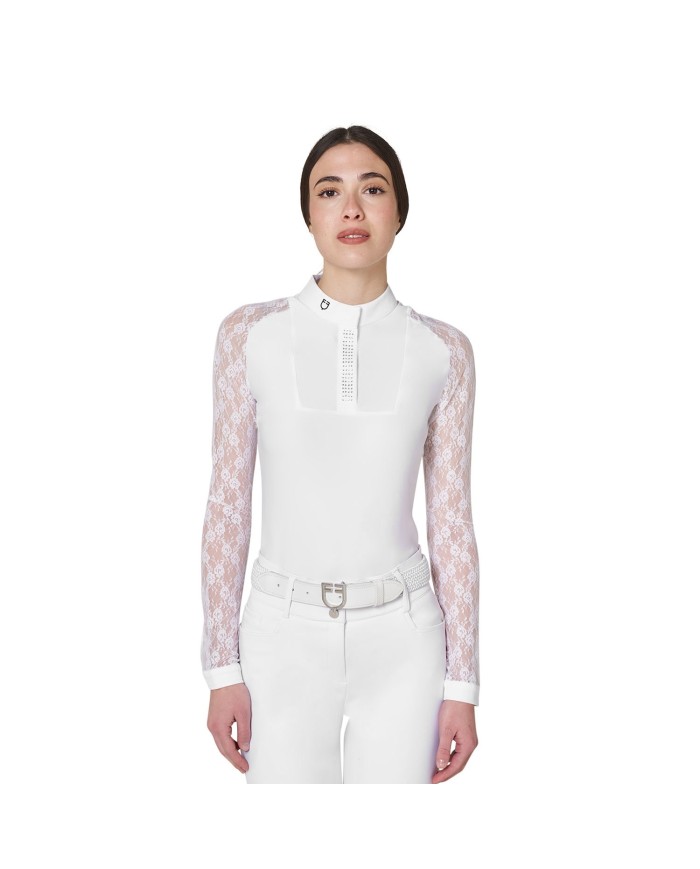 WOMEN S BLACK LABEL COLLECTION COMPETITION LACE POLO SHIRT LS BUTTON