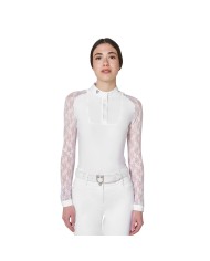 WOMEN S BLACK LABEL COLLECTION COMPETITION LACE POLO SHIRT LS BUTTON