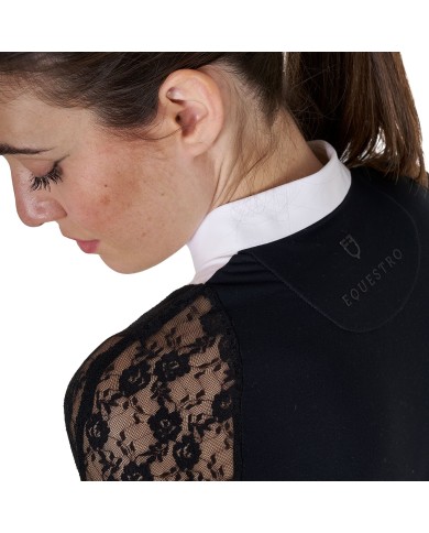 WOMEN S BLACK LABEL COLLECTION COMPETITION LACE POLO SHIRT LS BUTTON