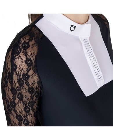 WOMEN S BLACK LABEL COLLECTION COMPETITION LACE POLO SHIRT LS BUTTON