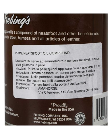 OLIO CUOIO NEATSFOOT OIL COMPOUND FIEBING S 946 ML CON APPLICATORE