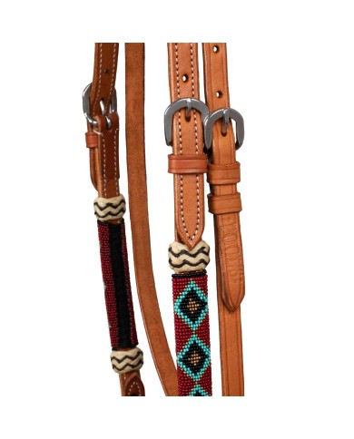 BURGUNDY PEARLS BOSAL SET WITH HORSEHAIR MECATE REINS