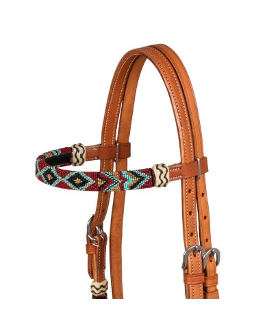 BURGUNDY PEARLS BOSAL SET WITH HORSEHAIR MECATE REINS