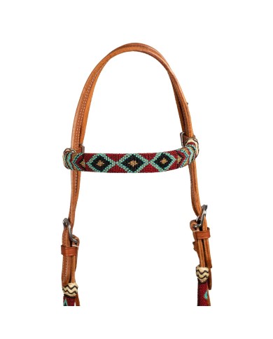 BURGUNDY PEARLS BOSAL SET WITH HORSEHAIR MECATE REINS