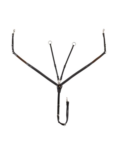 LEATHER BREASTPLATE WITH ELASTIC INSERTS & REMOVABLE MARTINGALE