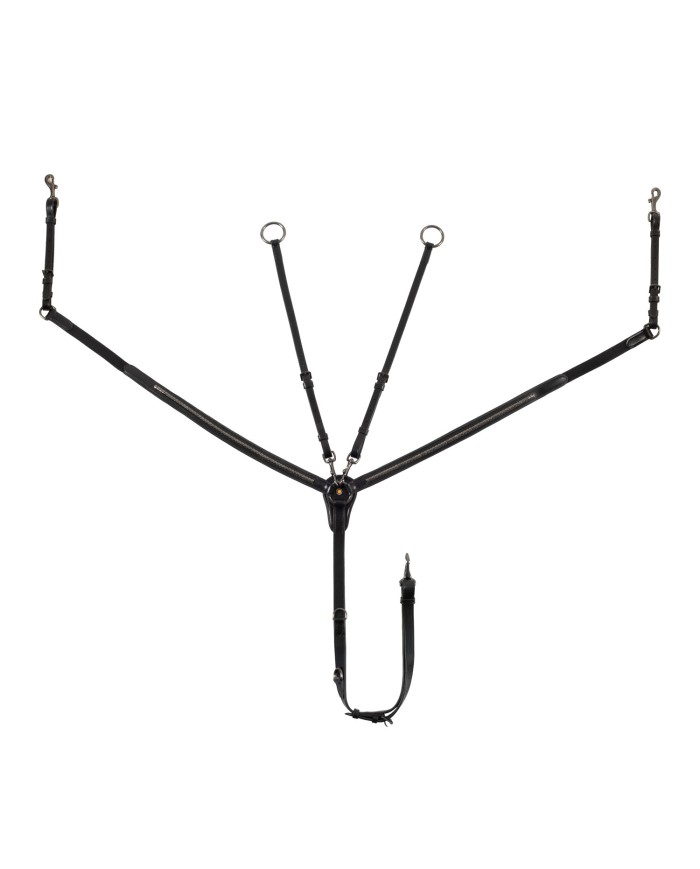 LEATHER BLACK CLINCHER BREASTPLATE WITH REMOVABLE MARTINGALE