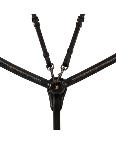 LEATHER BLACK CLINCHER BREASTPLATE WITH REMOVABLE MARTINGALE