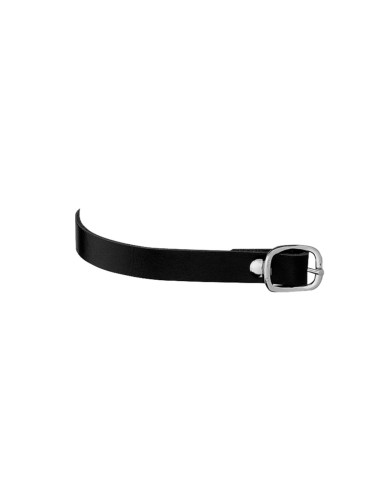 HS SPUR STRAPS LEATHER BLACK 45CM W.BUCKLE STEEL CHR.PL.