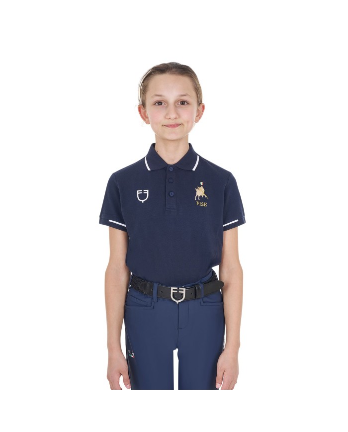 KID S COTTON PIQUET POLO SHIRT SS BUTTONS EQUESTROxFISE
