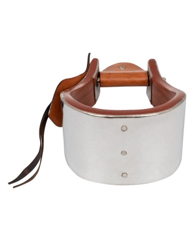 METAL WOOD STIRRUPS WITH HAND-WORKED LEATHER INSERTS