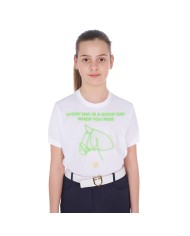 GIRL S FLUO PRINT COTTON T-SHIRT